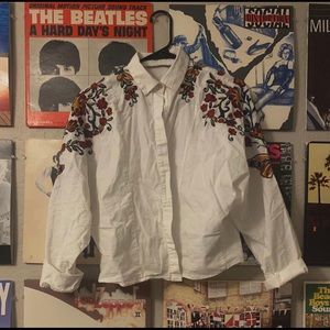 Floral embroidered button down from Zara